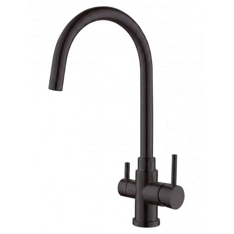 Robinet 3 voies London PureOsmose en finition noir mat, bec col-de-cygne