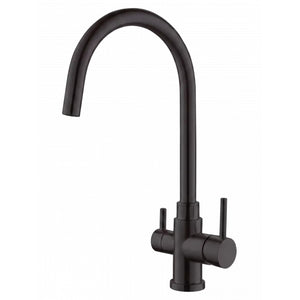 Robinet 3 voies London PureOsmose en finition noir mat, bec col-de-cygne