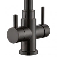 Détail des deux manettes du robinet 3 voies London PureOsmose noir mat