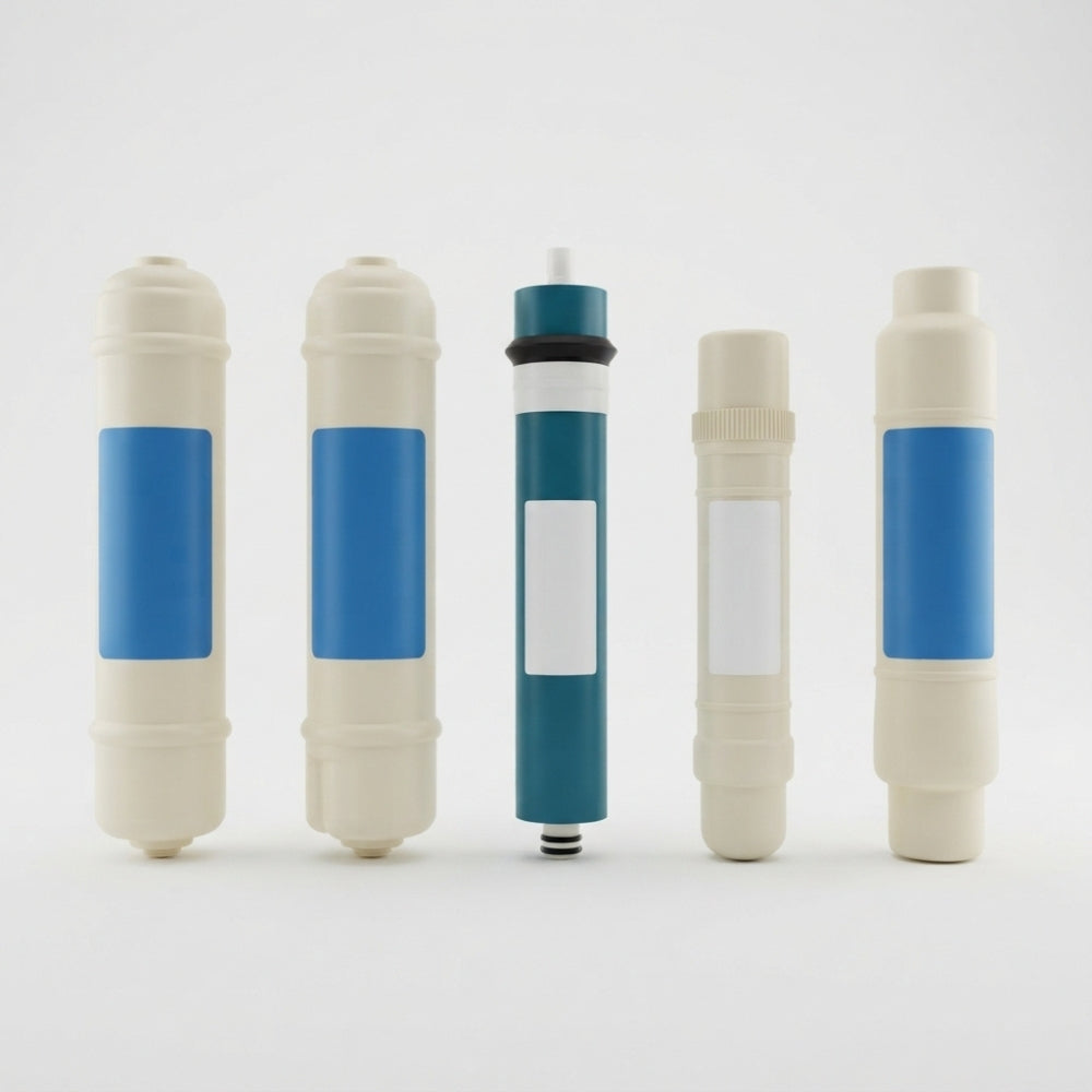Jeu de filtres et membrane à osmose inverse de rechange pour fontaine à eau osmosée Blue Mountain PureOsmose