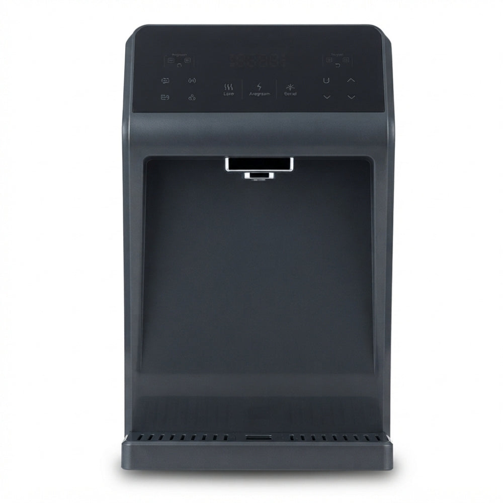 Fontaine à eau osmosée Blue Tech 2.0 PureOsmose de comptoir, vue de face avec écran tactile